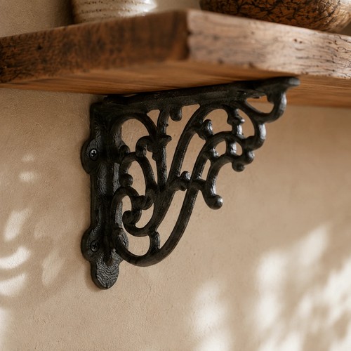 Scrolled shelf bracket - bracket,, cast